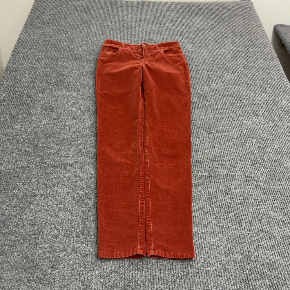 Peruvian Connection Pants Womens 2 Orange Cotton Velvet Type Straight Leg Boho